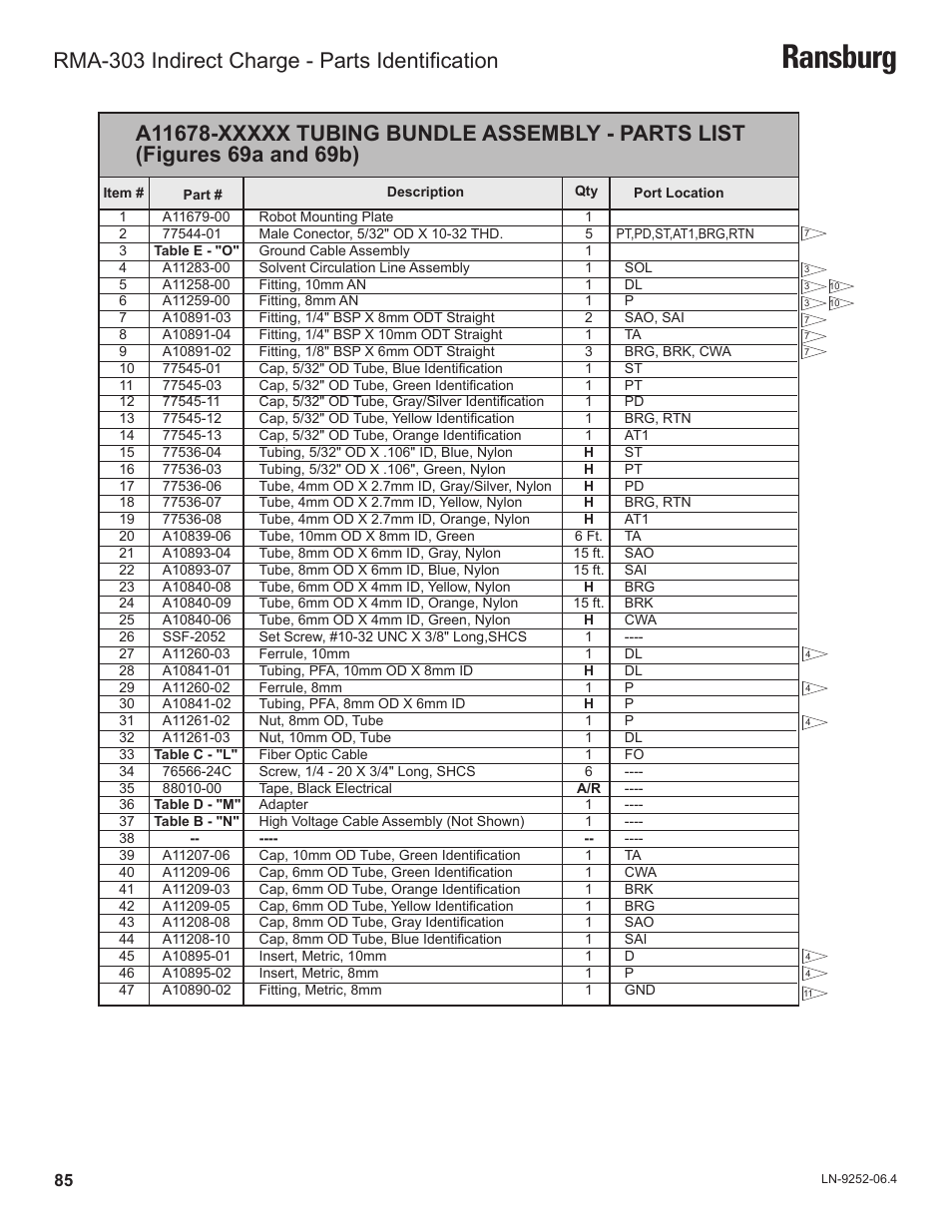 Ransburg, Rma-303 indirect charge - parts identification | Ransburg RMA Indirect A11600 User Manual | Page 89 / 103