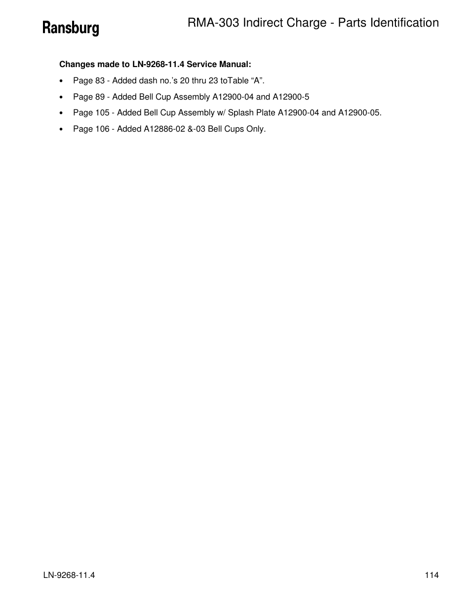 Rma-303 indirect charge - parts identification | Ransburg RMA Indirect A12869 User Manual | Page 119 / 121