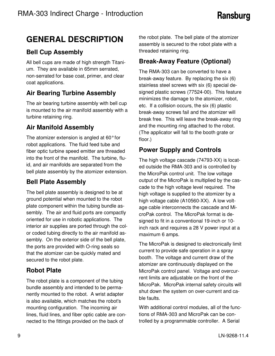 General description, Rma-303 indirect charge - introduction | Ransburg RMA Indirect A12869 User Manual | Page 14 / 121