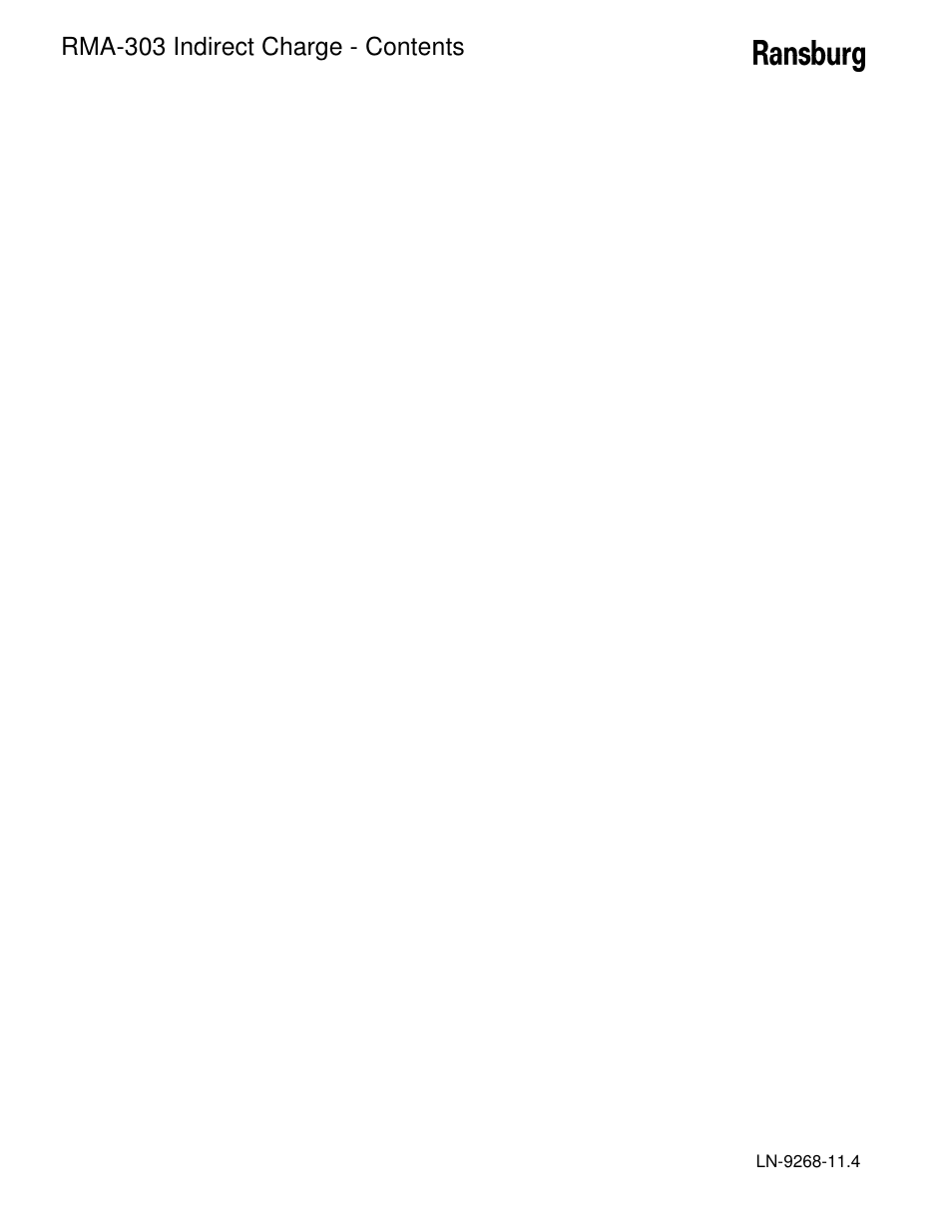 Rma-303 indirect charge - contents | Ransburg RMA Indirect A12869 User Manual | Page 2 / 121