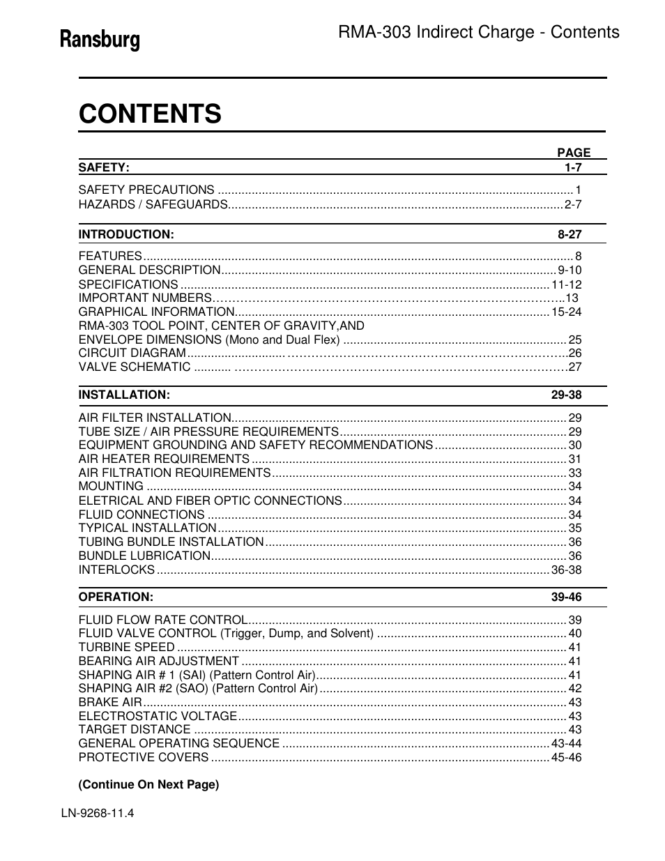 Ransburg RMA Indirect A12869 User Manual | Page 3 / 121