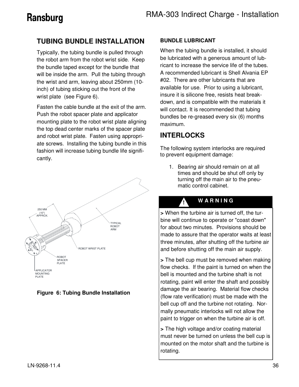 Rma-303 indirect charge - installation, Tubing bundle installation, Interlocks | Ransburg RMA Indirect A12869 User Manual | Page 41 / 121