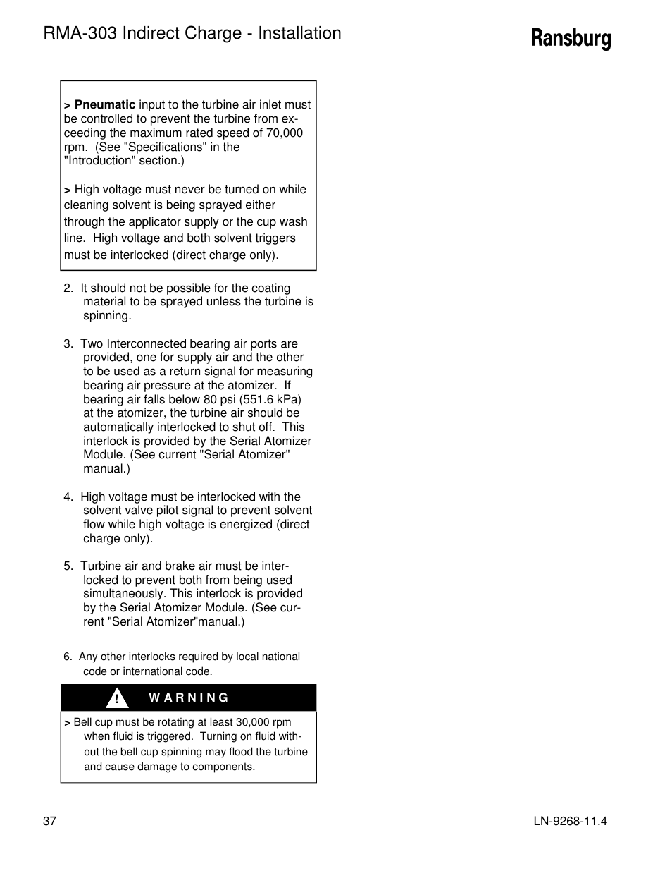 Rma-303 indirect charge - installation | Ransburg RMA Indirect A12869 User Manual | Page 42 / 121