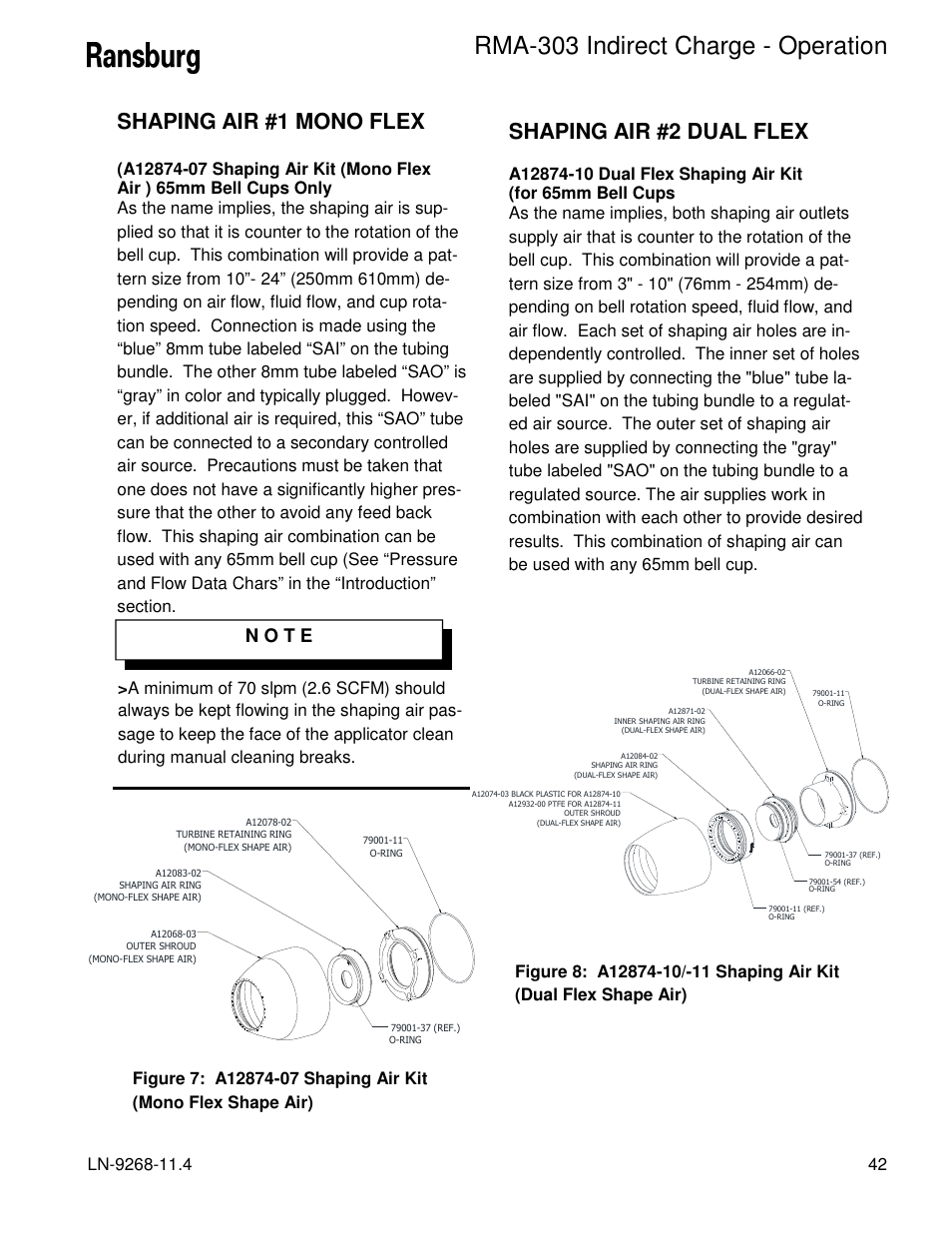 Rma-303 indirect charge - operation, Shaping air #1 mono flex, Shaping air #2 dual flex | N o t e | Ransburg RMA Indirect A12869 User Manual | Page 47 / 121