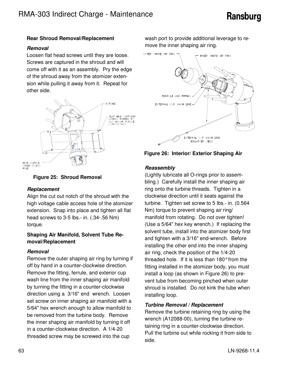 Rma-303 indirect charge - maintenance | Ransburg RMA Indirect A12869 User Manual | Page 68 / 121