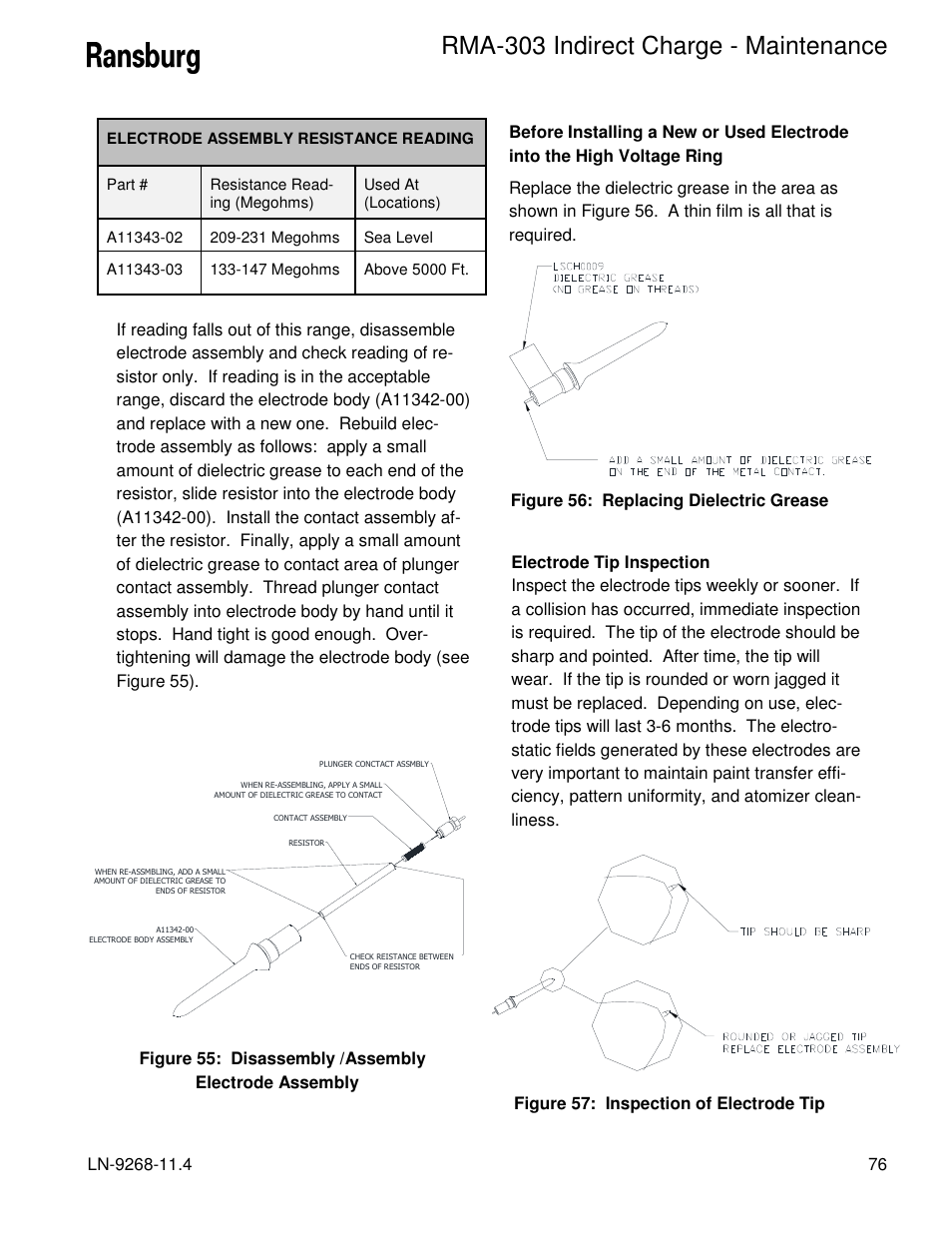 Rma-303 indirect charge - maintenance | Ransburg RMA Indirect A12869 User Manual | Page 81 / 121