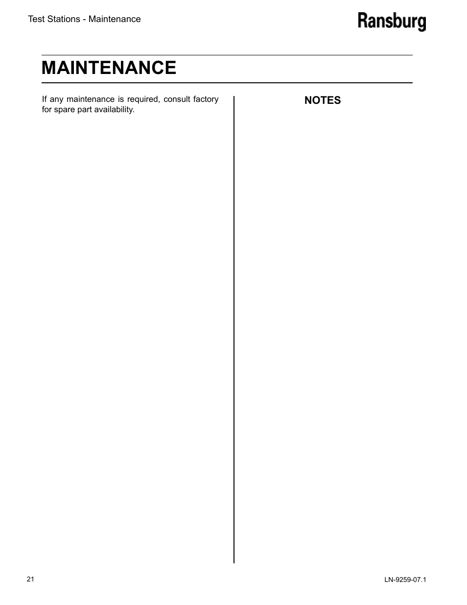 Maintenance | Ransburg Test Stand RMA-303, EVOLVER, EVOLVER NE User Manual | Page 24 / 28