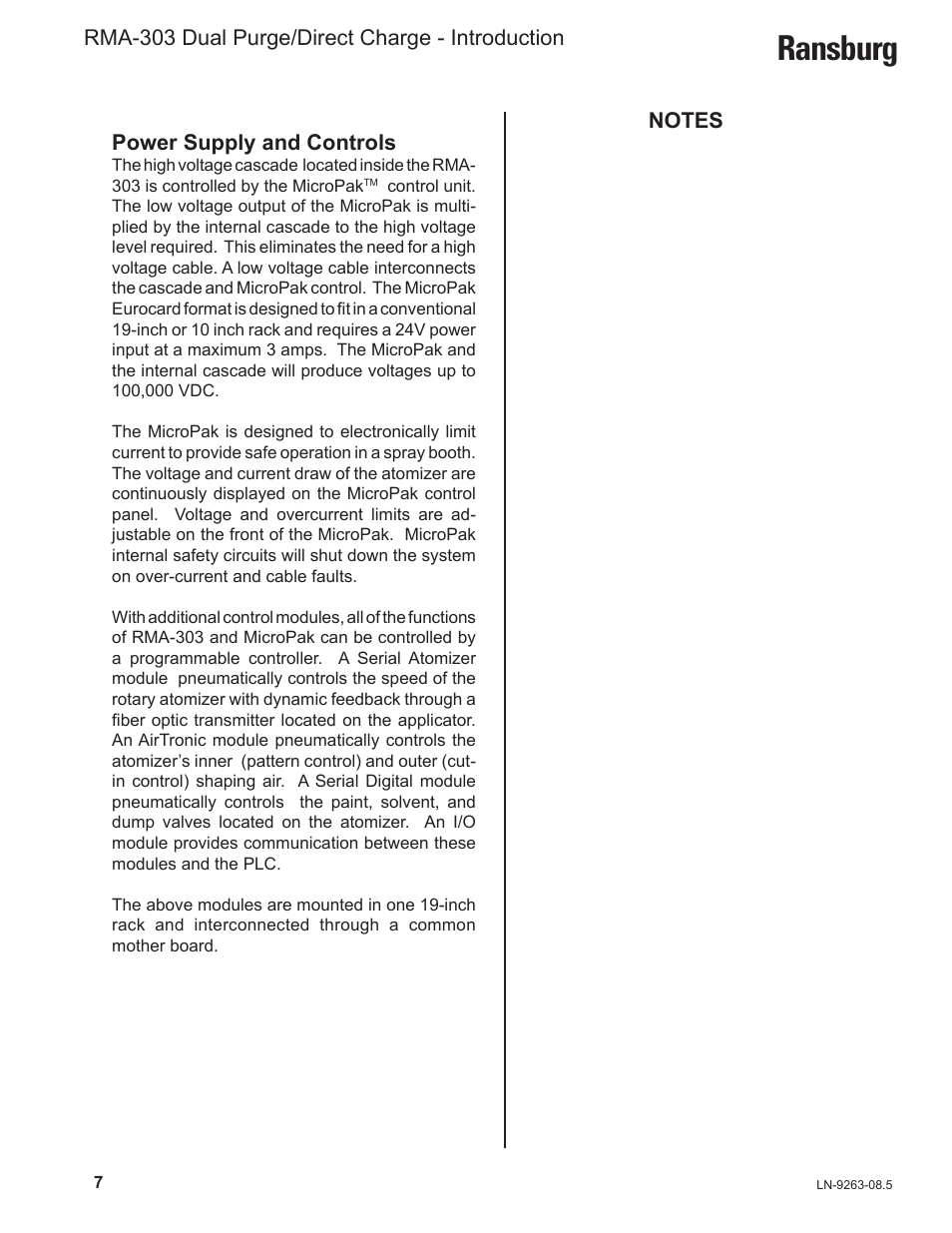 Ransburg, Rma-303 dual purge/direct charge - introduction, Power supply and controls | Ransburg RMA Dual Purge Direct A12300 User Manual | Page 12 / 116