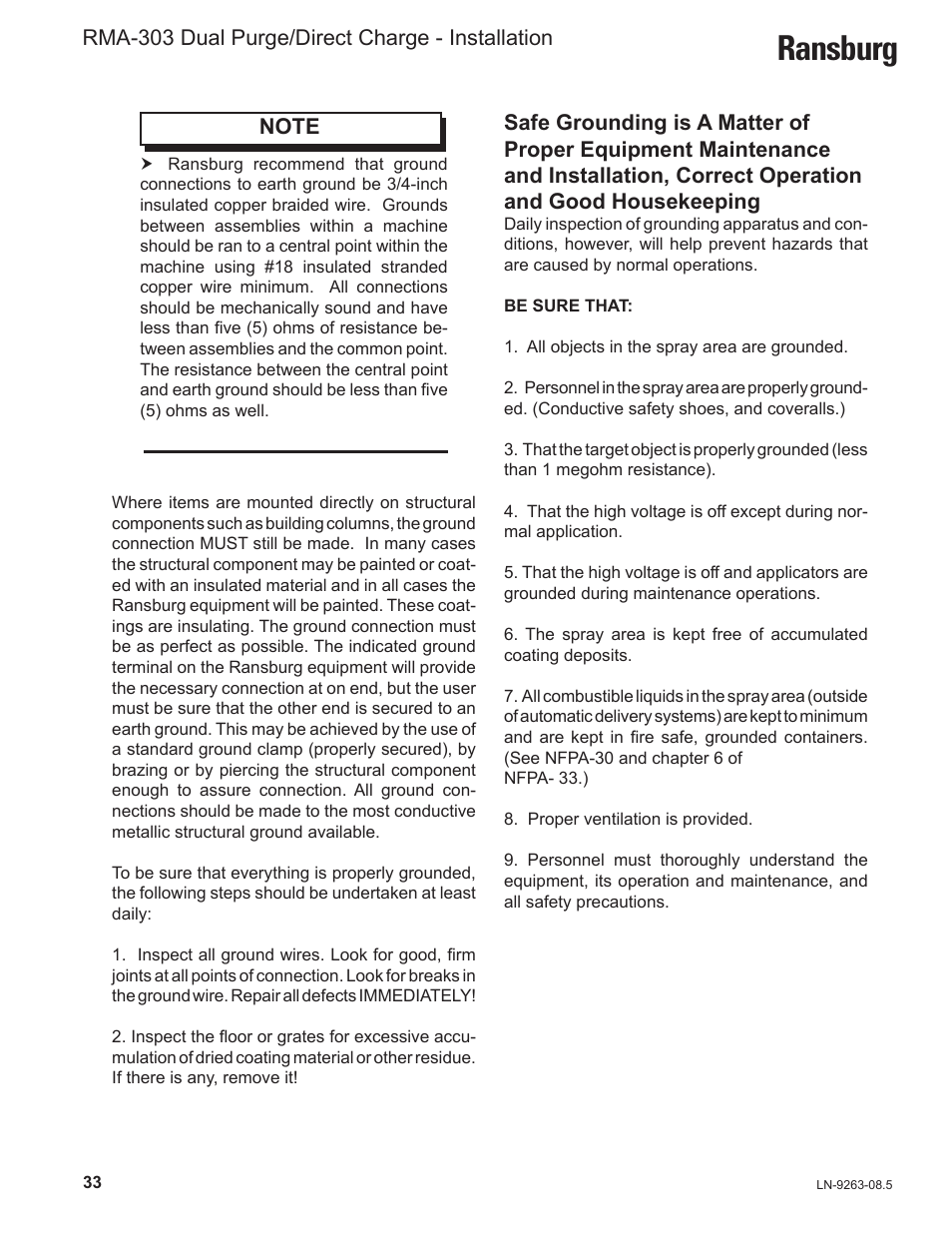 Ransburg, Rma-303 dual purge/direct charge - installation | Ransburg RMA Dual Purge Direct A12300 User Manual | Page 38 / 116