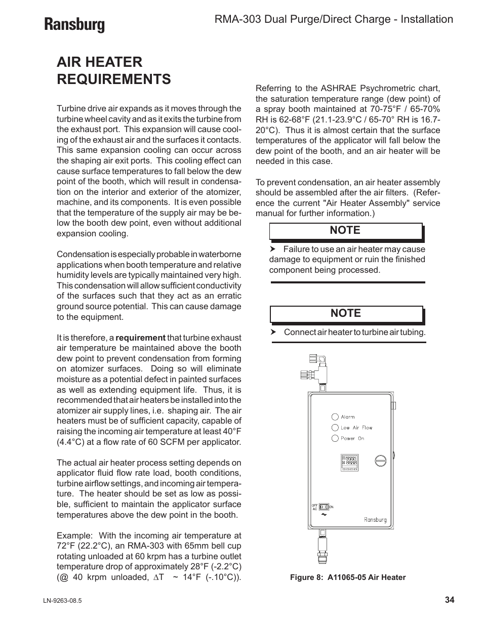 Ransburg, Air heater requirements | Ransburg RMA Dual Purge Direct A12300 User Manual | Page 39 / 116