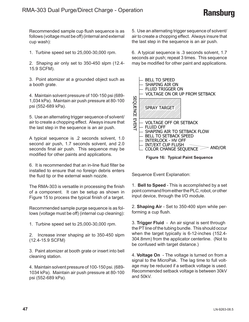 Ransburg, Rma-303 dual purge/direct charge - operation | Ransburg RMA Dual Purge Direct A12300 User Manual | Page 52 / 116