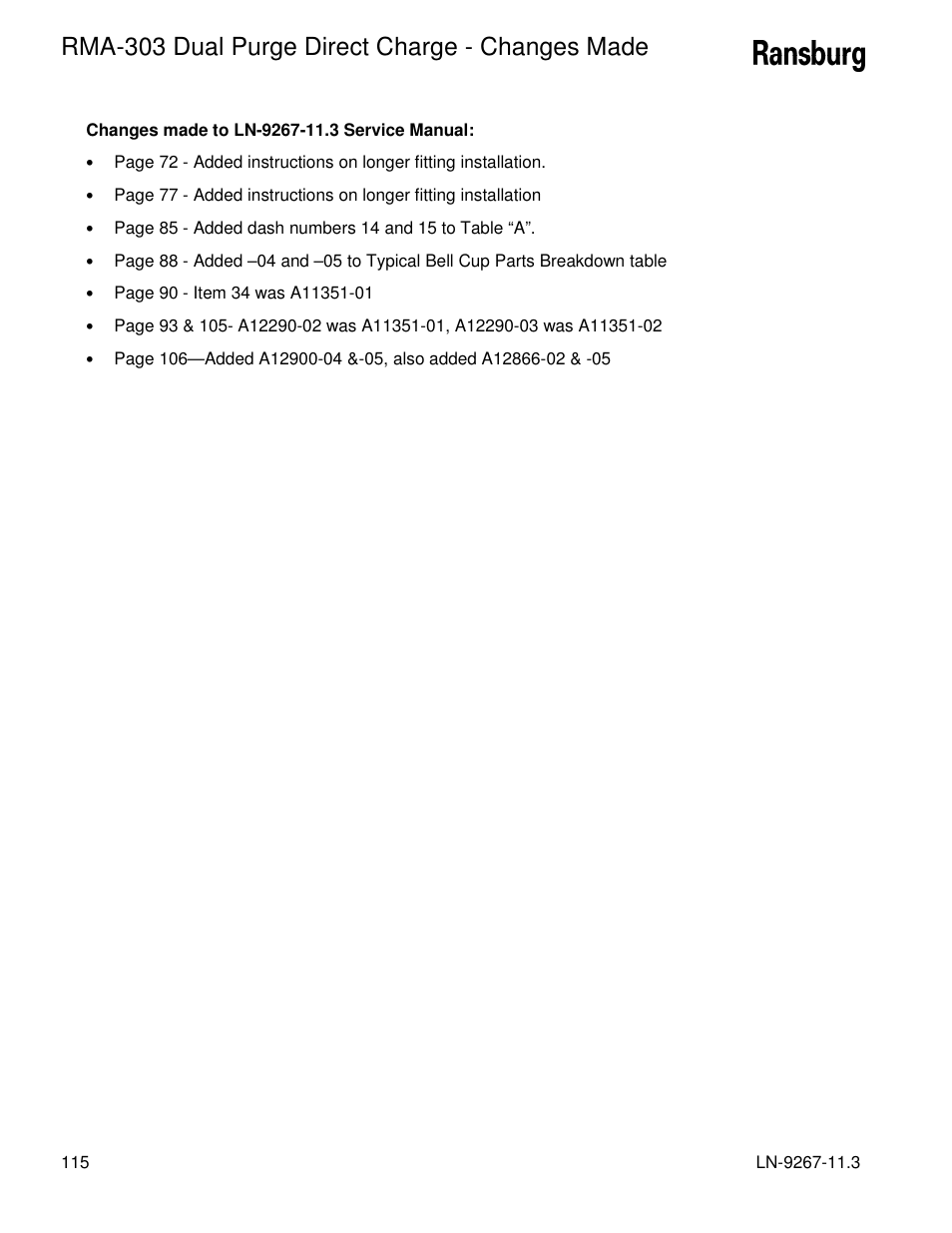 Rma-303 dual purge direct charge - changes made | Ransburg RMA Dual Purge Direct A12868 User Manual | Page 118 / 120
