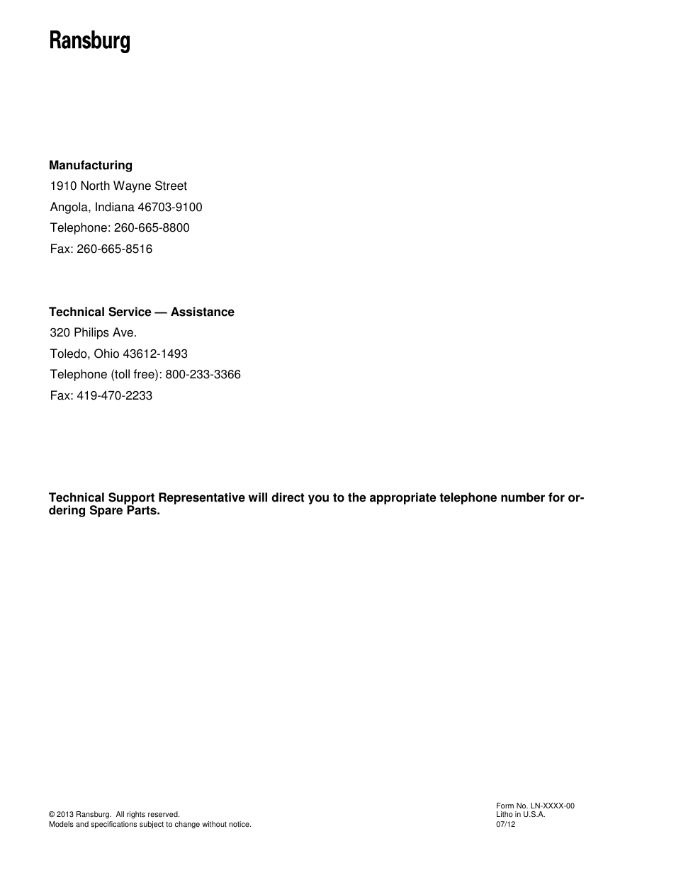 Ransburg RMA Dual Purge Direct A12868 User Manual | Page 120 / 120