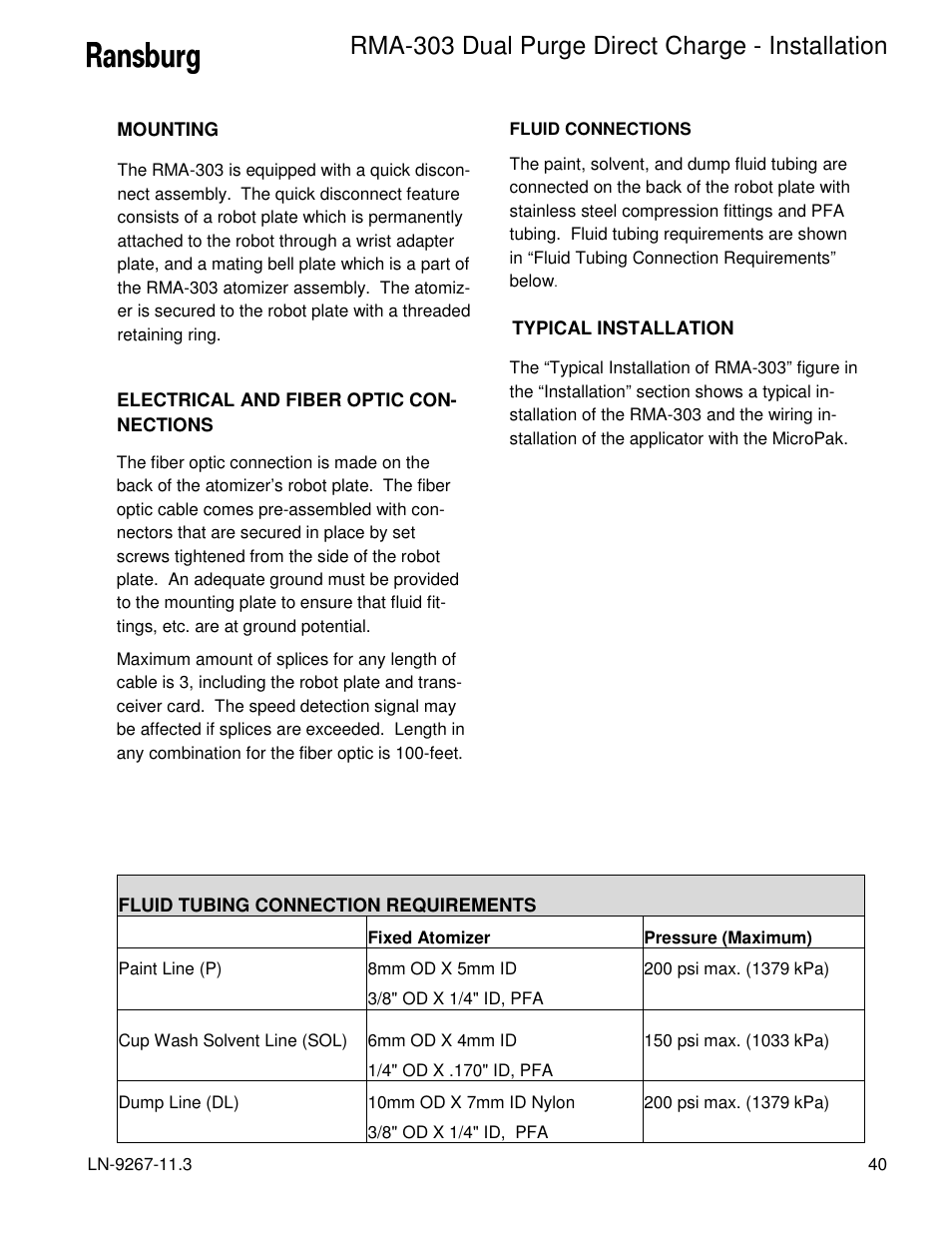 Rma-303 dual purge direct charge - installation | Ransburg RMA Dual Purge Direct A12868 User Manual | Page 43 / 120
