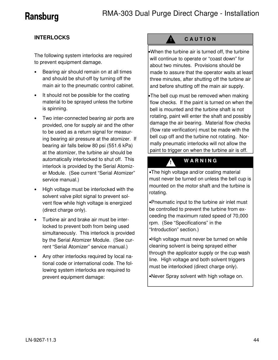 Rma-303 dual purge direct charge - installation | Ransburg RMA Dual Purge Direct A12868 User Manual | Page 47 / 120