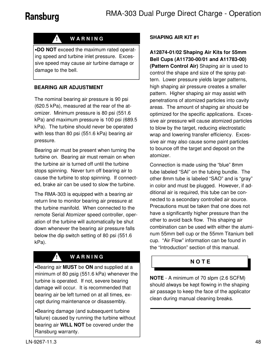 Rma-303 dual purge direct charge - operation | Ransburg RMA Dual Purge Direct A12868 User Manual | Page 51 / 120