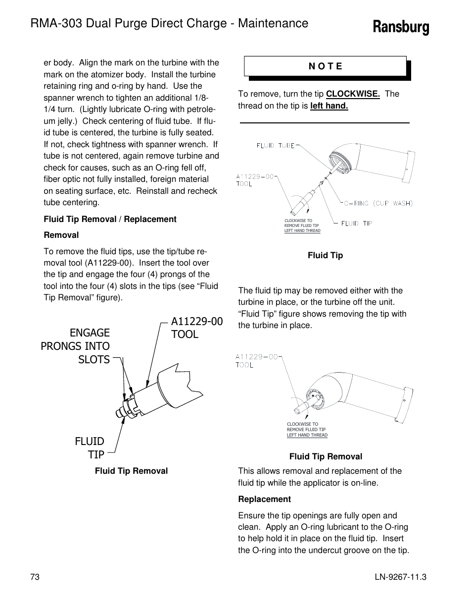 Rma-303 dual purge direct charge - maintenance | Ransburg RMA Dual Purge Direct A12868 User Manual | Page 76 / 120