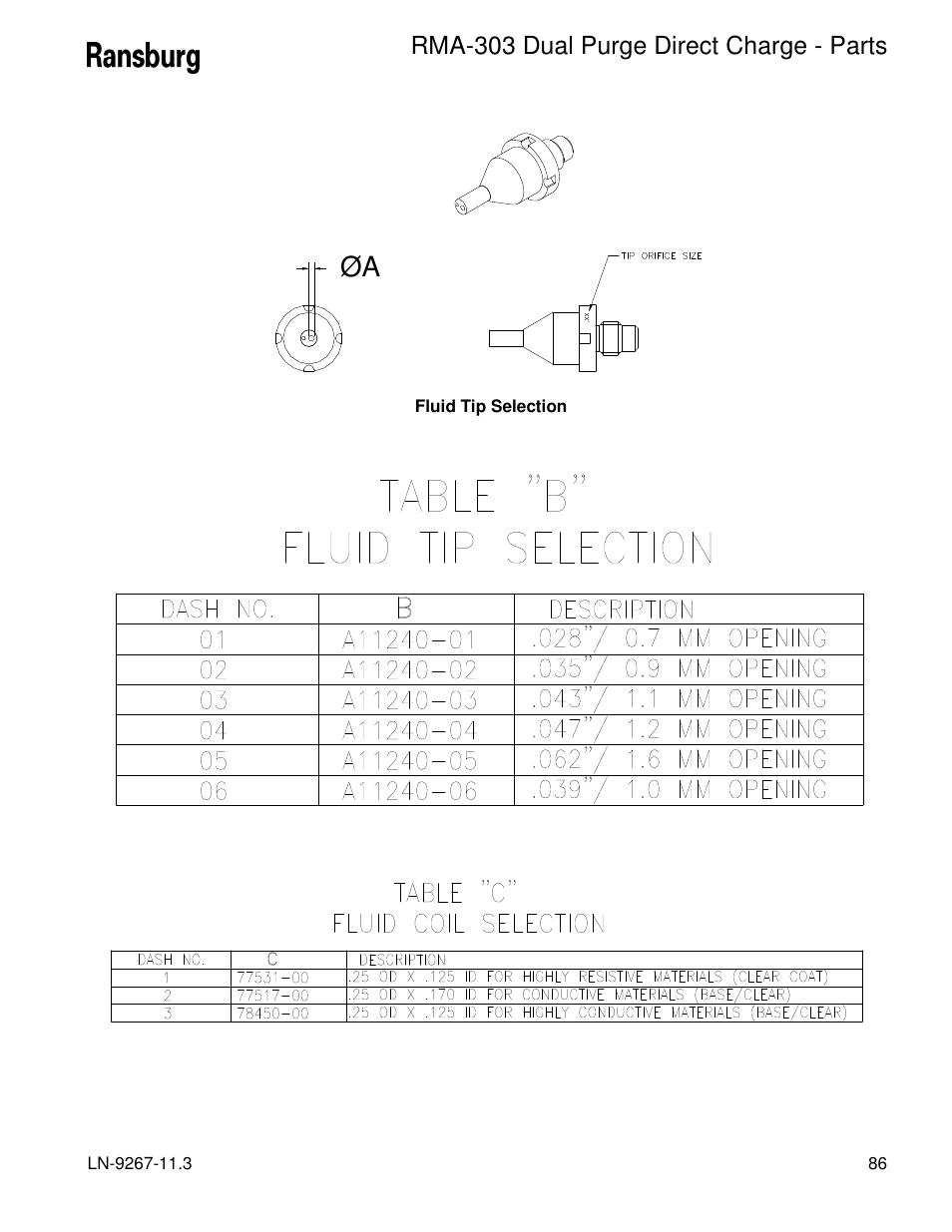 Rma-303 dual purge direct charge - parts | Ransburg RMA Dual Purge Direct A12868 User Manual | Page 89 / 120