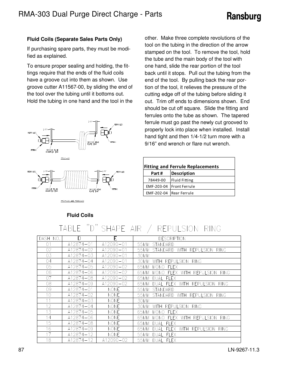 Rma-303 dual purge direct charge - parts | Ransburg RMA Dual Purge Direct A12868 User Manual | Page 90 / 120