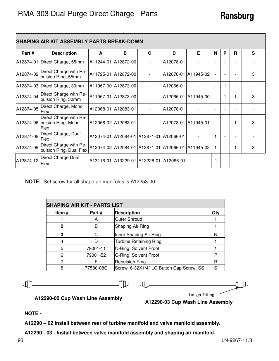 Rma-303 dual purge direct charge - parts | Ransburg RMA Dual Purge Direct A12868 User Manual | Page 96 / 120