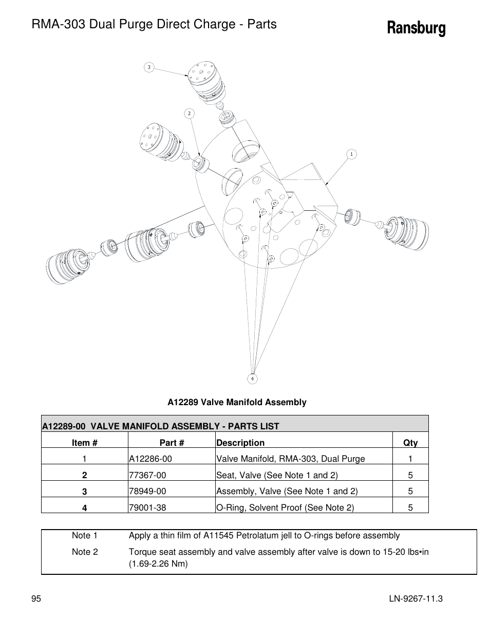 Rma-303 dual purge direct charge - parts | Ransburg RMA Dual Purge Direct A12868 User Manual | Page 98 / 120