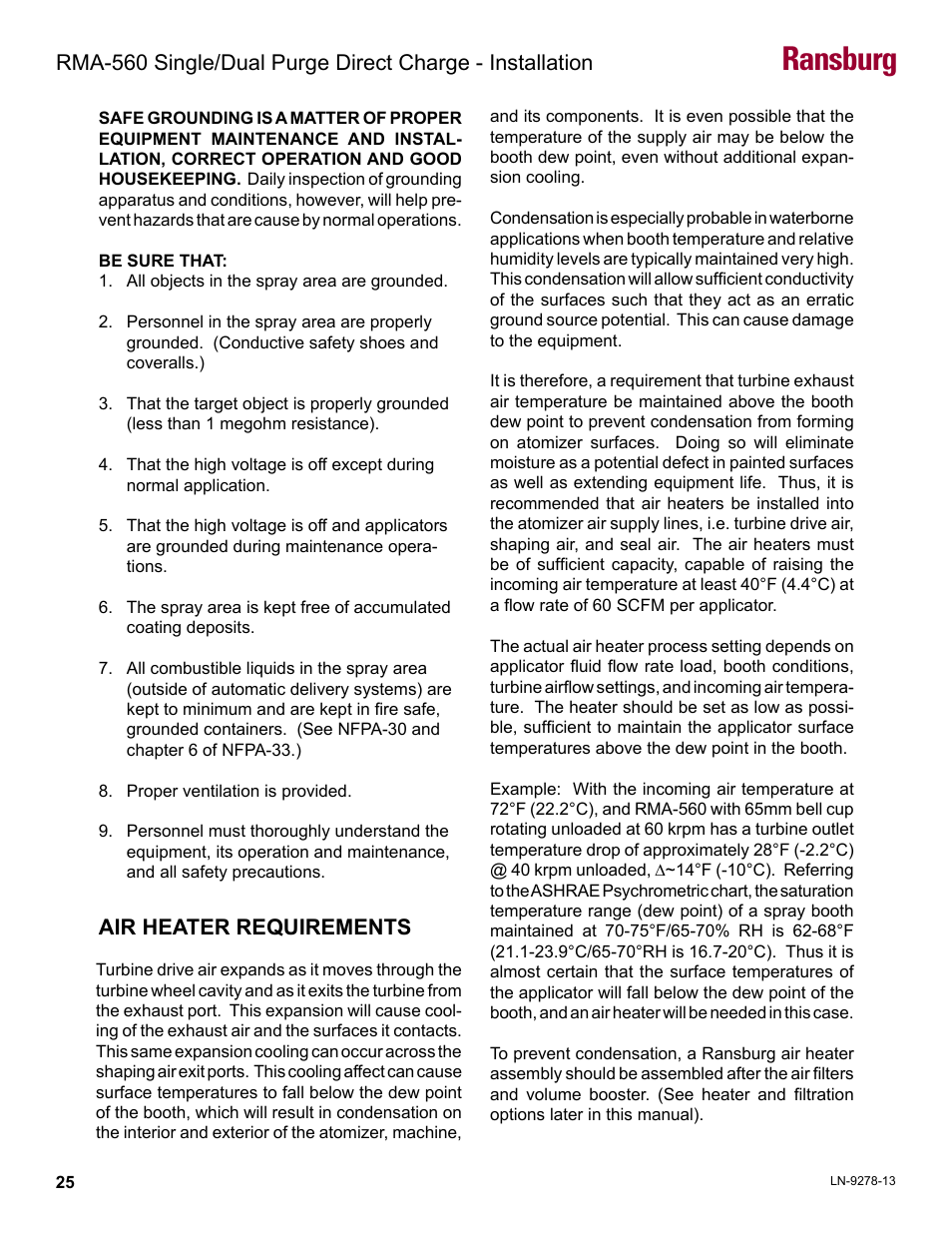 Air heater requirements, Ransburg | Ransburg RMA-560 Single_Dual Purge Direct A13364 User Manual | Page 28 / 104