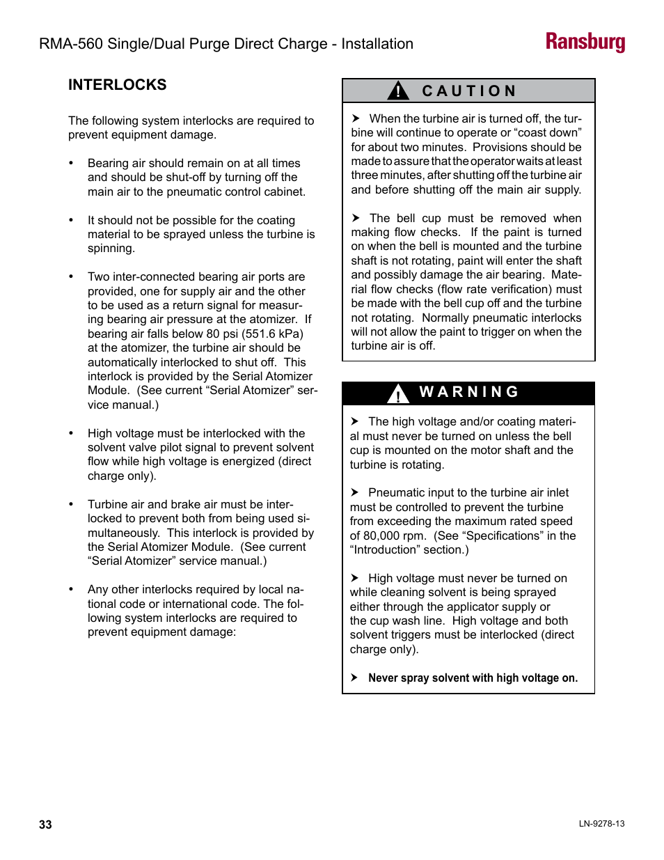 Interlocks, Ransburg | Ransburg RMA-560 Single_Dual Purge Direct A13364 User Manual | Page 36 / 104