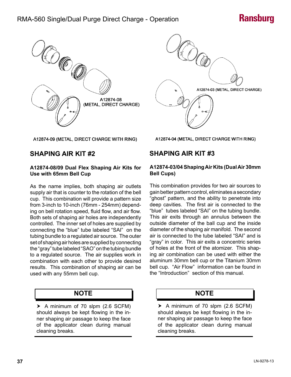 Shaping air kit #2, Shaping air kit #3, Ransburg | Ransburg RMA-560 Single_Dual Purge Direct A13364 User Manual | Page 40 / 104