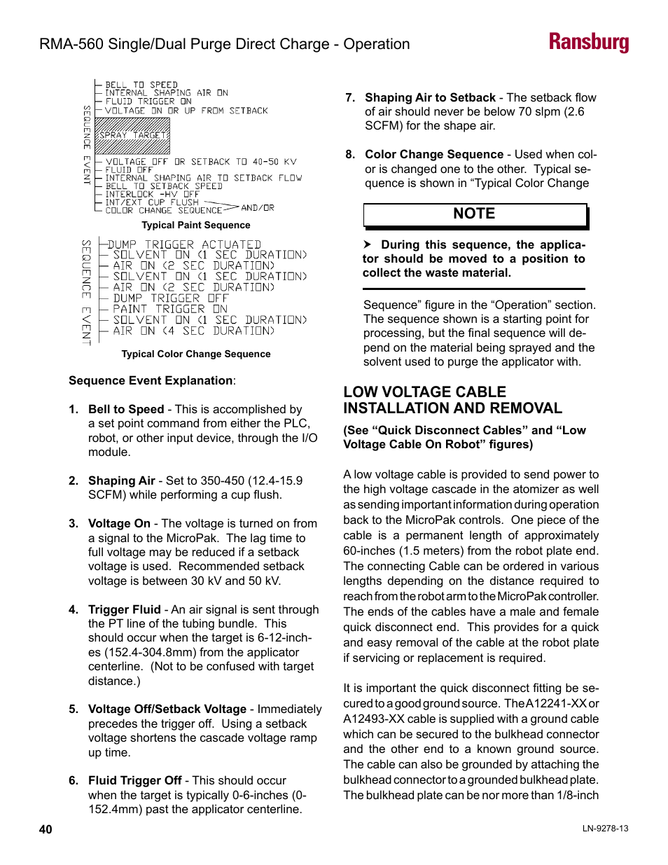 Low voltage cable installation and removal, Ransburg | Ransburg RMA-560 Single_Dual Purge Direct A13364 User Manual | Page 43 / 104