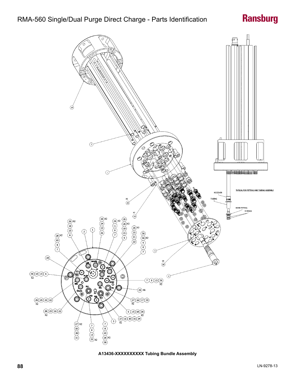 A13436-xxxxxxxxxx tubing bundle assembly, Ransburg | Ransburg RMA-560 Single_Dual Purge Direct A13364 User Manual | Page 91 / 104