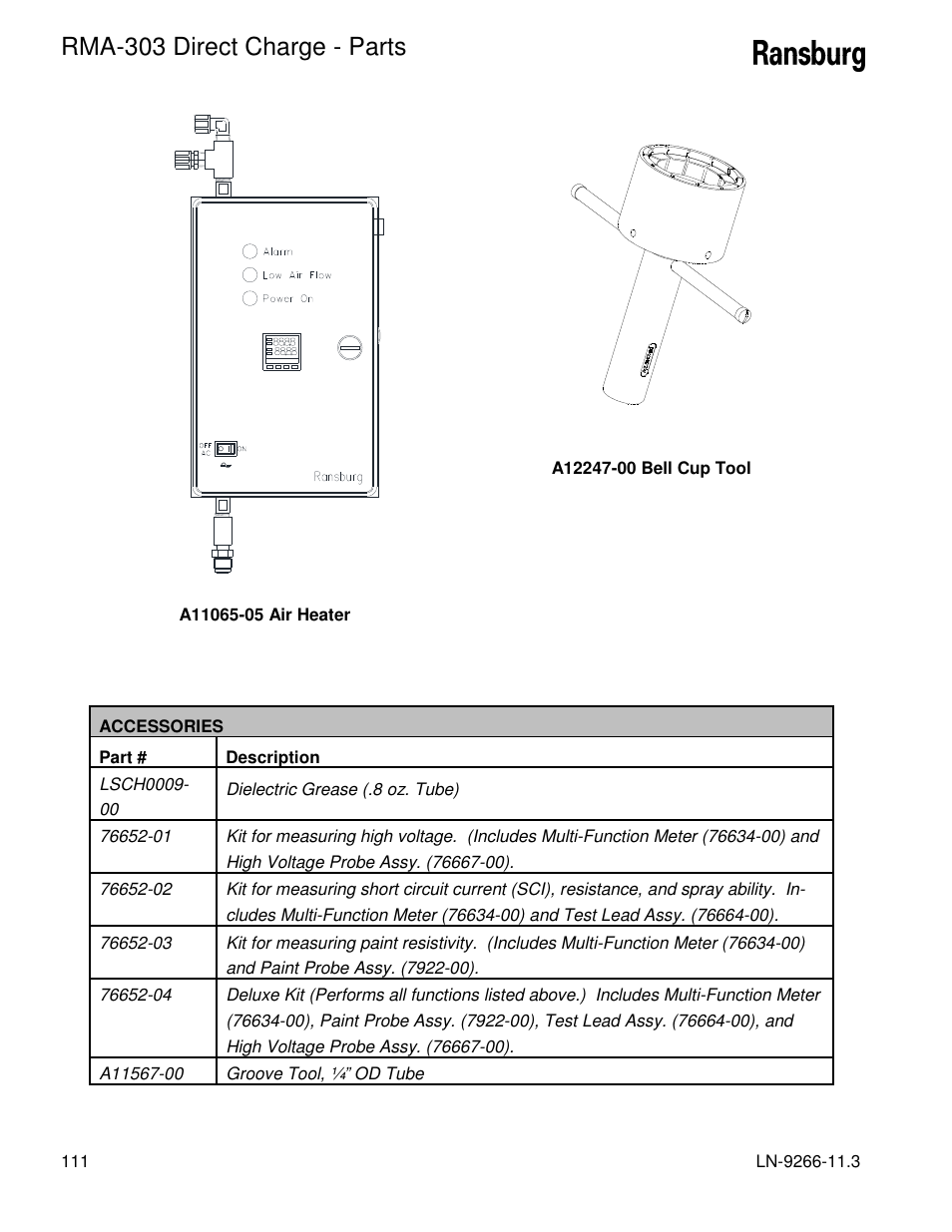 Rma-303 direct charge - parts | Ransburg RMA Direct A12867 User Manual | Page 114 / 118