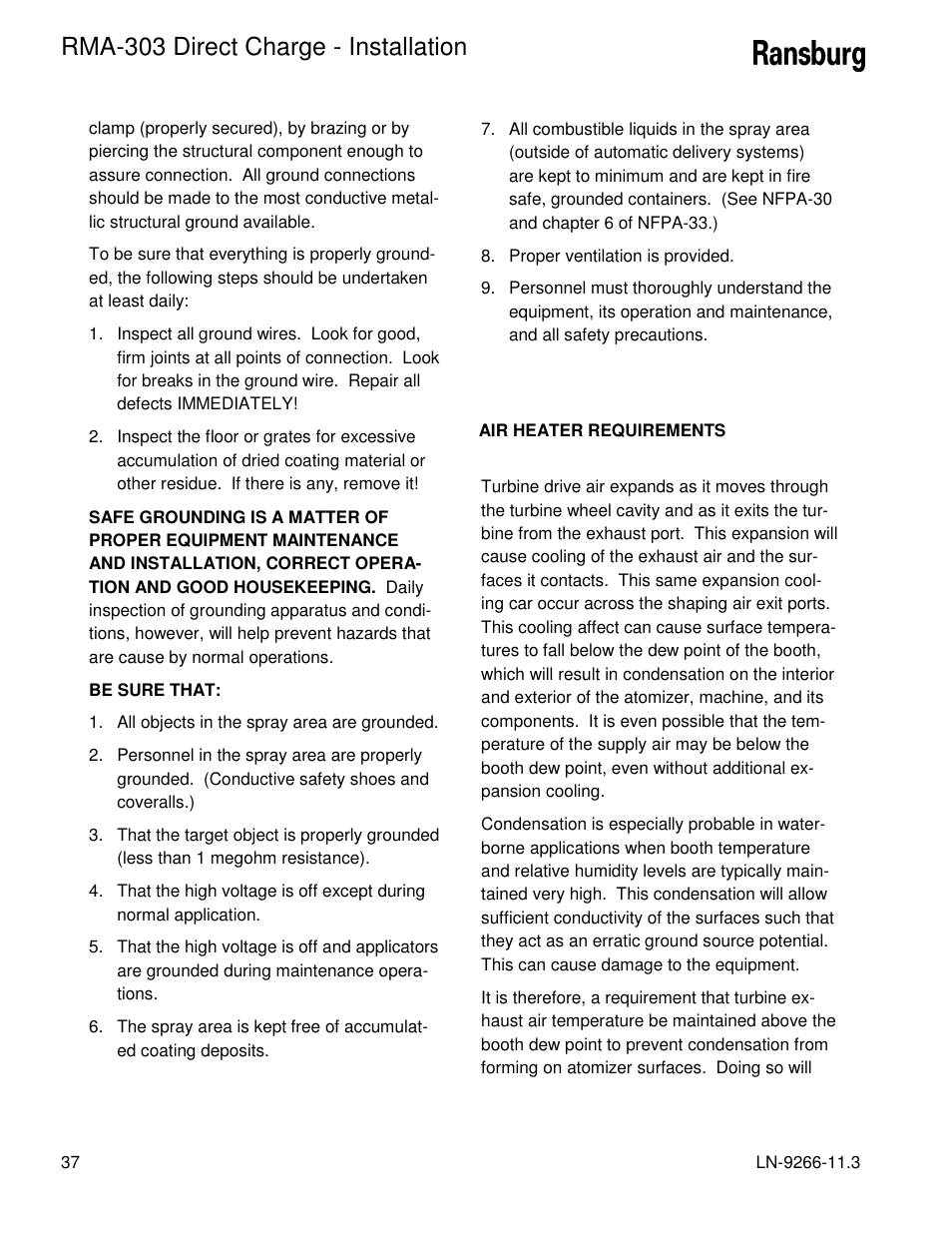 Rma-303 direct charge - installation | Ransburg RMA Direct A12867 User Manual | Page 40 / 118