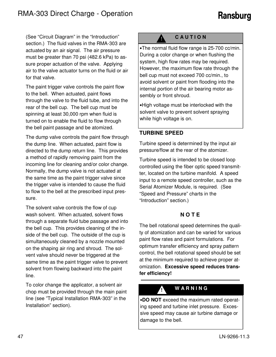 Rma-303 direct charge - operation | Ransburg RMA Direct A12867 User Manual | Page 50 / 118