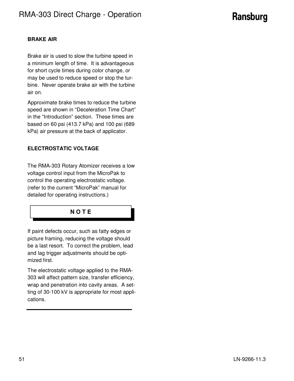 Rma-303 direct charge - operation | Ransburg RMA Direct A12867 User Manual | Page 54 / 118