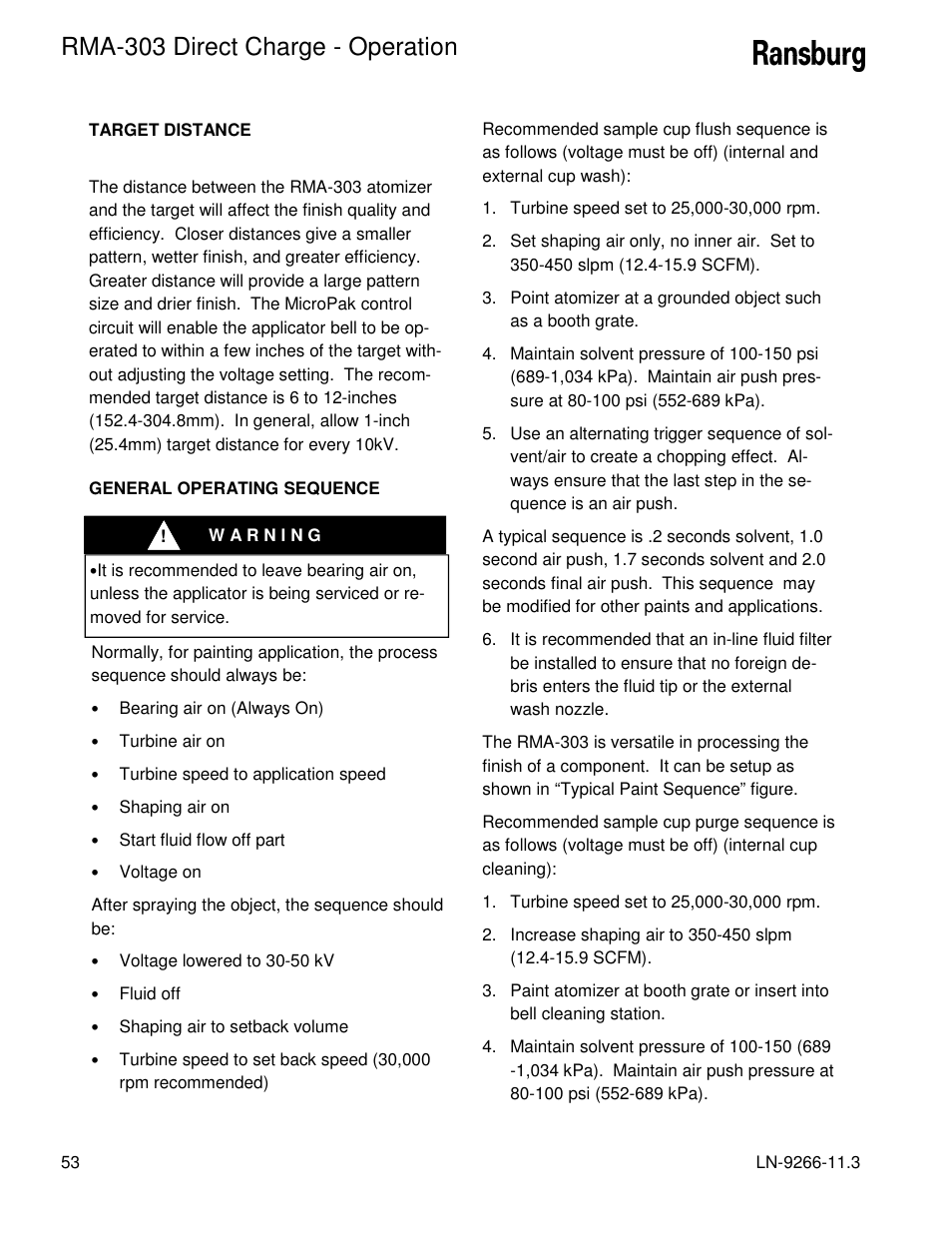 Rma-303 direct charge - operation | Ransburg RMA Direct A12867 User Manual | Page 56 / 118