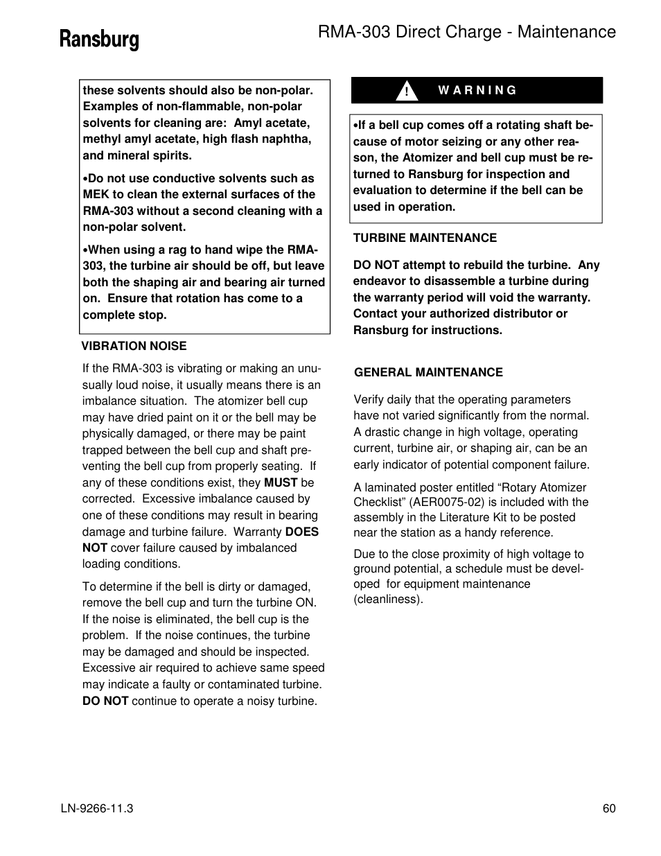 Rma-303 direct charge - maintenance | Ransburg RMA Direct A12867 User Manual | Page 63 / 118