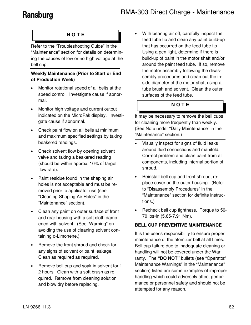 Rma-303 direct charge - maintenance | Ransburg RMA Direct A12867 User Manual | Page 65 / 118