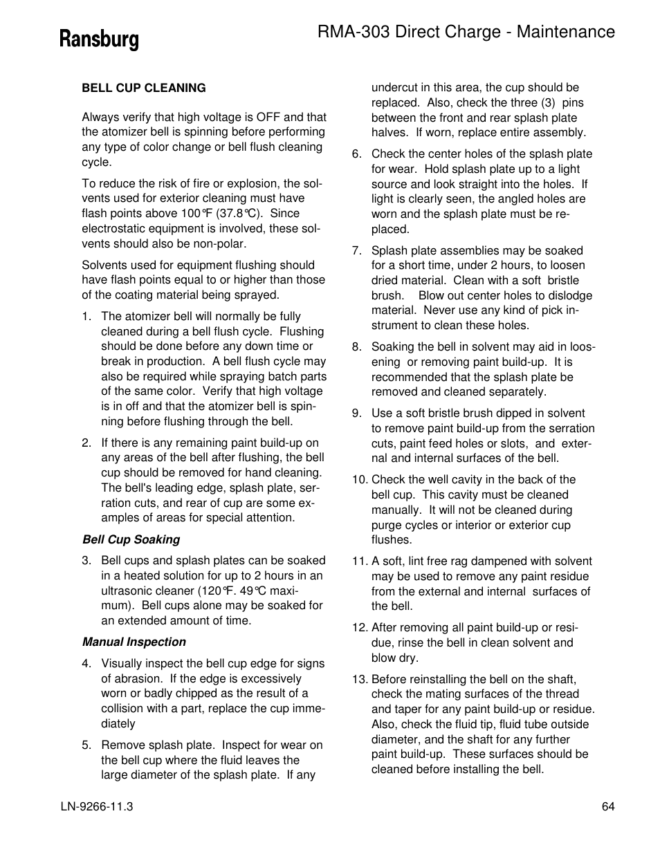 Rma-303 direct charge - maintenance | Ransburg RMA Direct A12867 User Manual | Page 67 / 118