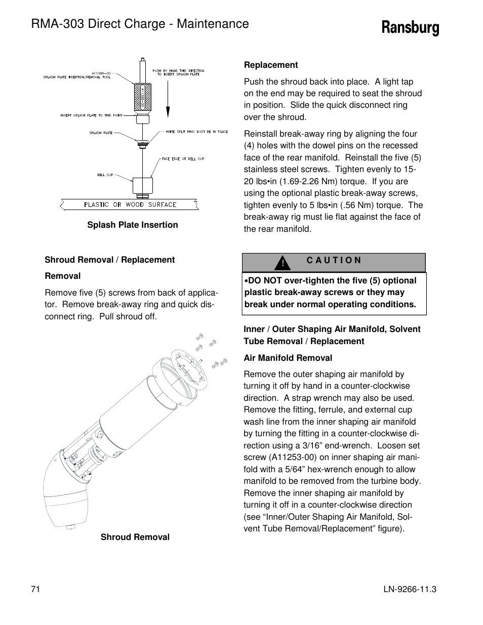 Rma-303 direct charge - maintenance | Ransburg RMA Direct A12867 User Manual | Page 74 / 118