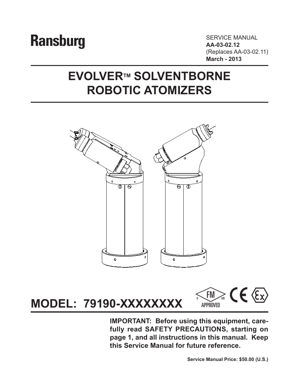 Ransburg Evolver Solvent Robot Applicator 79190-XXXXXXXX User Manual | 82 pages
