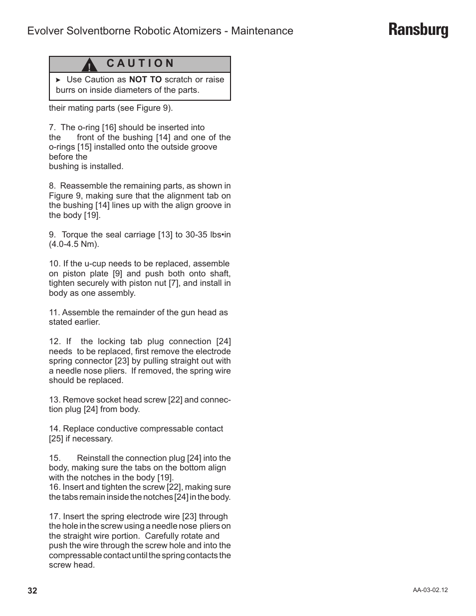 Ransburg | Ransburg Evolver Solvent Robot Applicator 79190-XXXXXXXX User Manual | Page 36 / 82