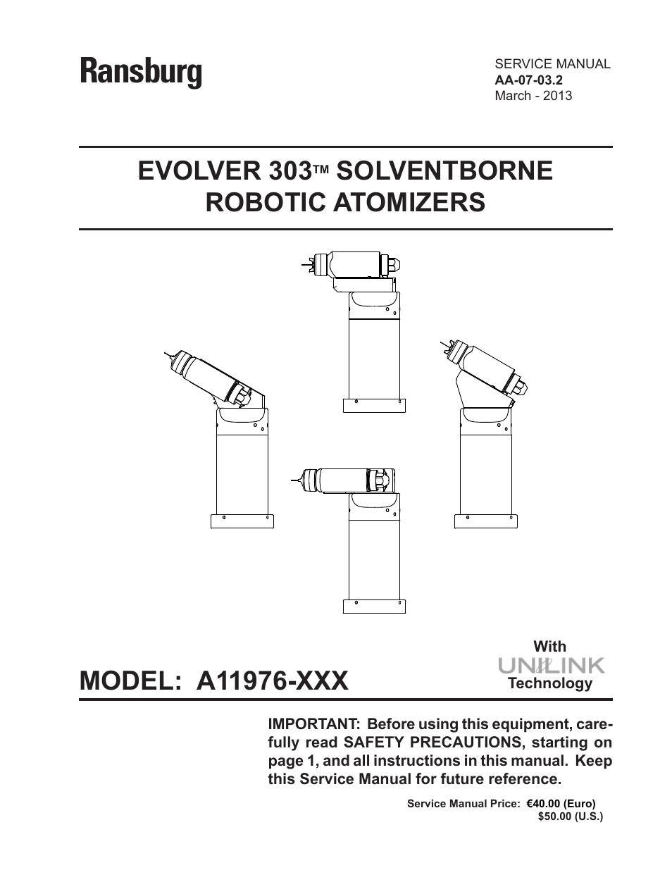 Ransburg Evolver 303 Solvent Applicator A11976-XXX User Manual | 85 pages