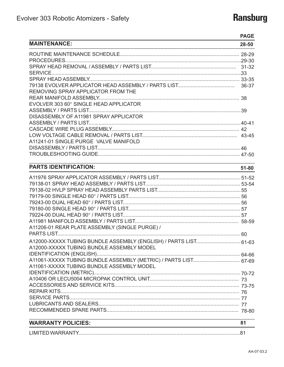 Ransburg, Evolver 303 robotic atomizers - safety | Ransburg Evolver 303 Solvent Applicator A11976-XXX User Manual | Page 3 / 85
