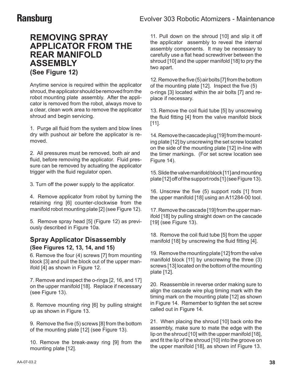 Ransburg | Ransburg Evolver 303 Solvent Applicator A11976-XXX User Manual | Page 41 / 85