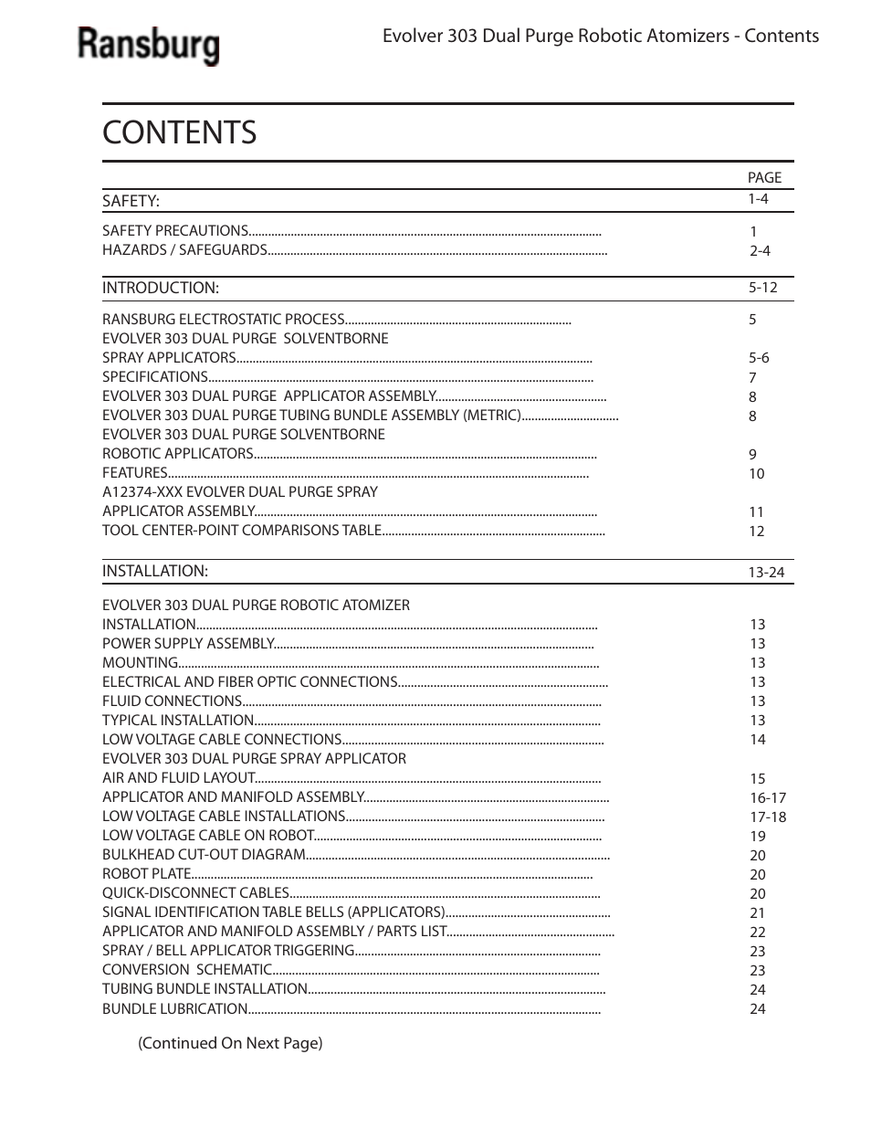 Ransburg Evolver 303 Dual Purge Solvent Robotic Applicator A12374-XXX User Manual | Page 3 / 86