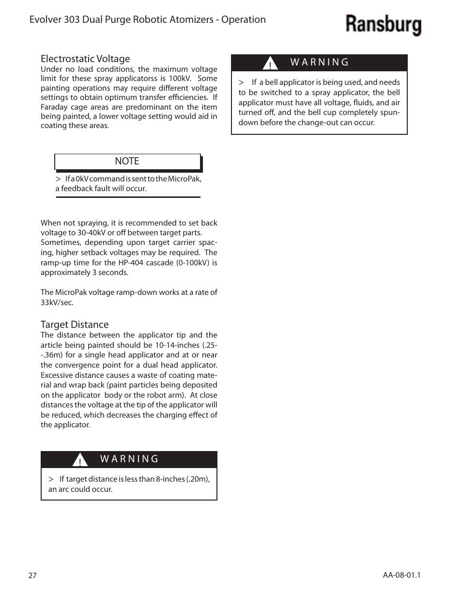Ransburg Evolver 303 Dual Purge Solvent Robotic Applicator A12374-XXX User Manual | Page 32 / 86