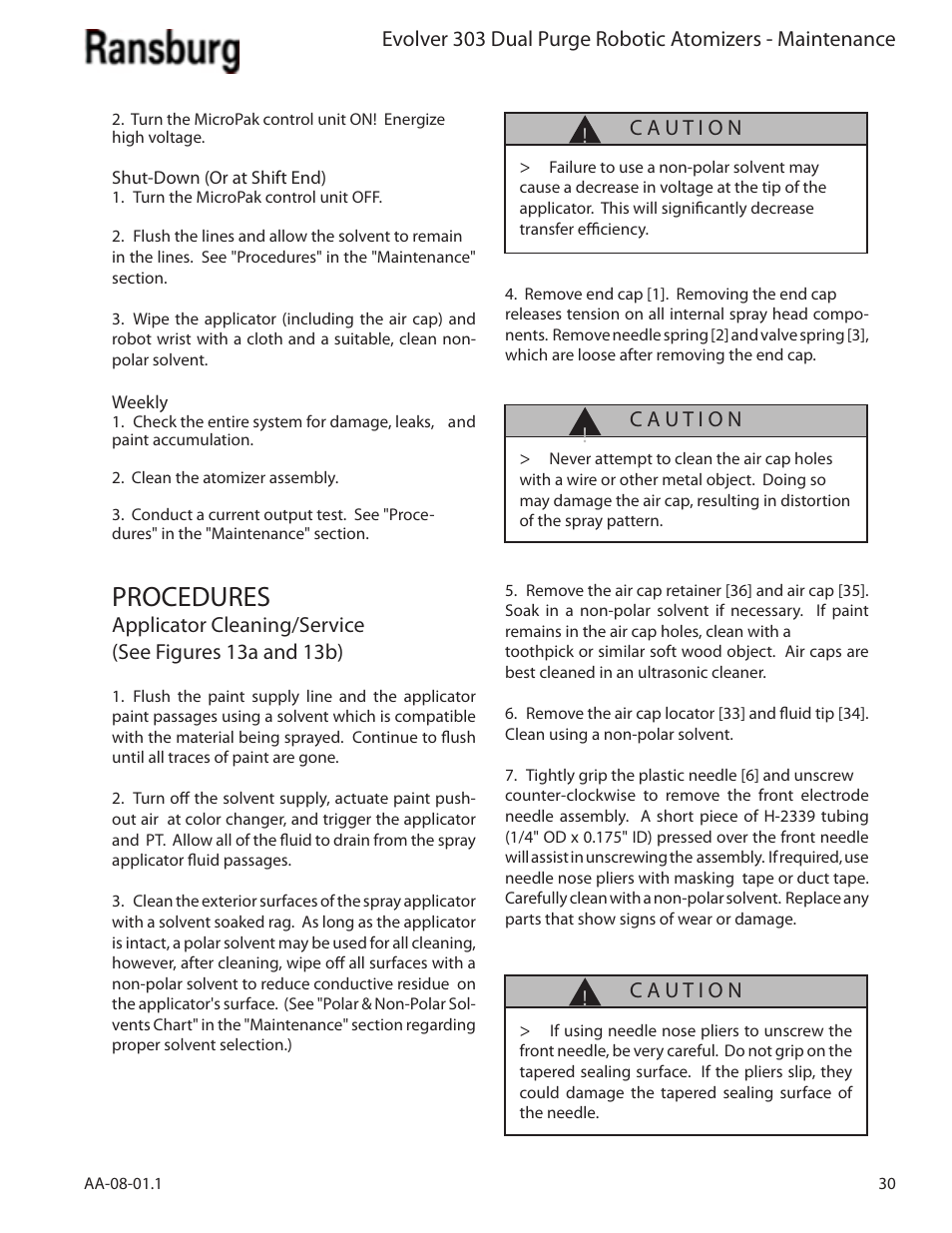 Procedures | Ransburg Evolver 303 Dual Purge Solvent Robotic Applicator A12374-XXX User Manual | Page 35 / 86
