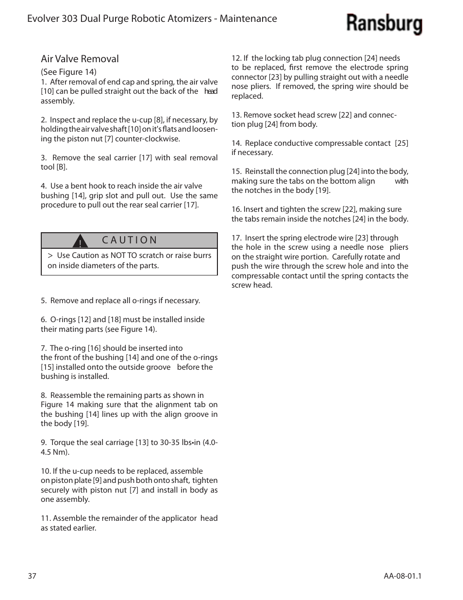 Ransburg Evolver 303 Dual Purge Solvent Robotic Applicator A12374-XXX User Manual | Page 42 / 86