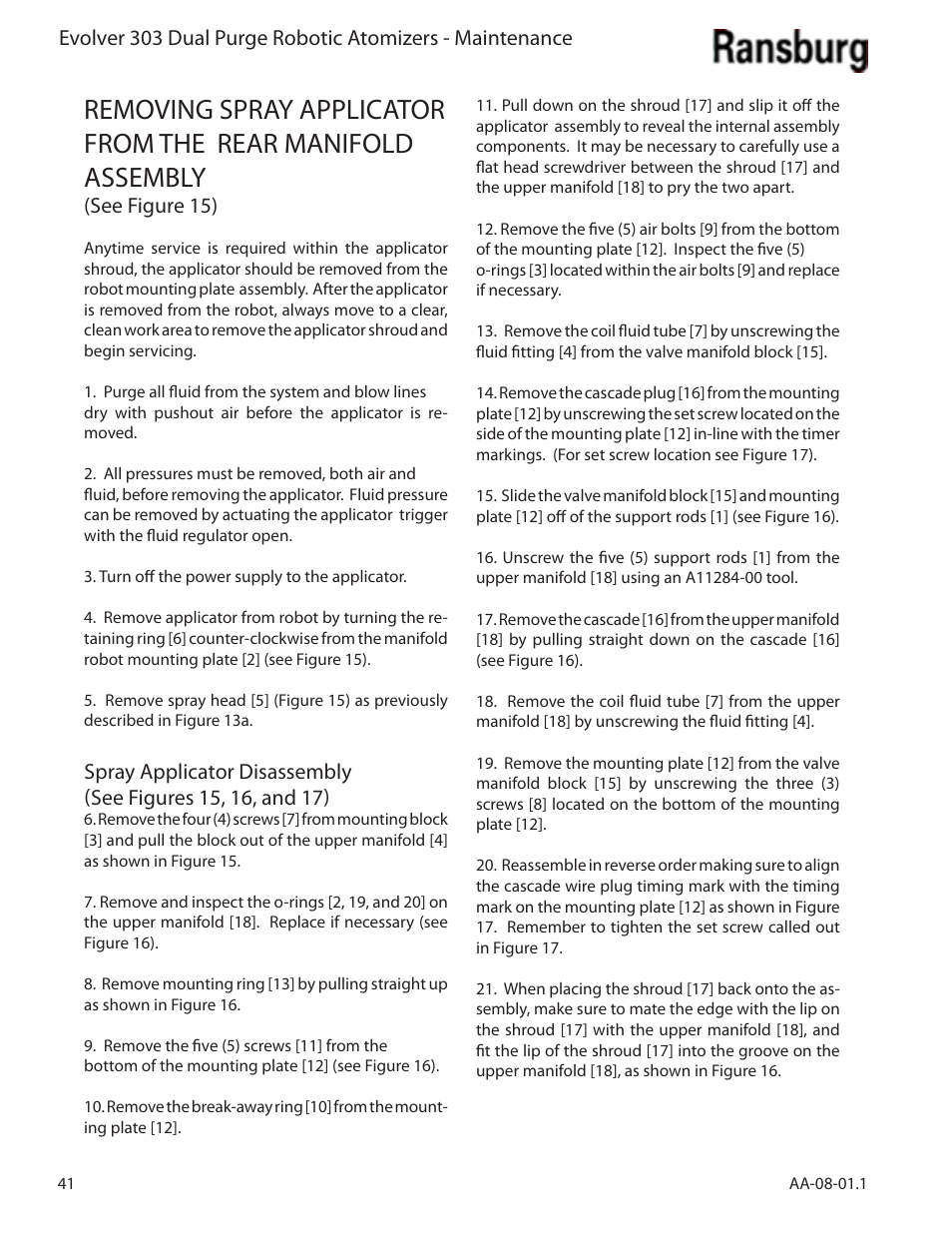 Ransburg Evolver 303 Dual Purge Solvent Robotic Applicator A12374-XXX User Manual | Page 46 / 86