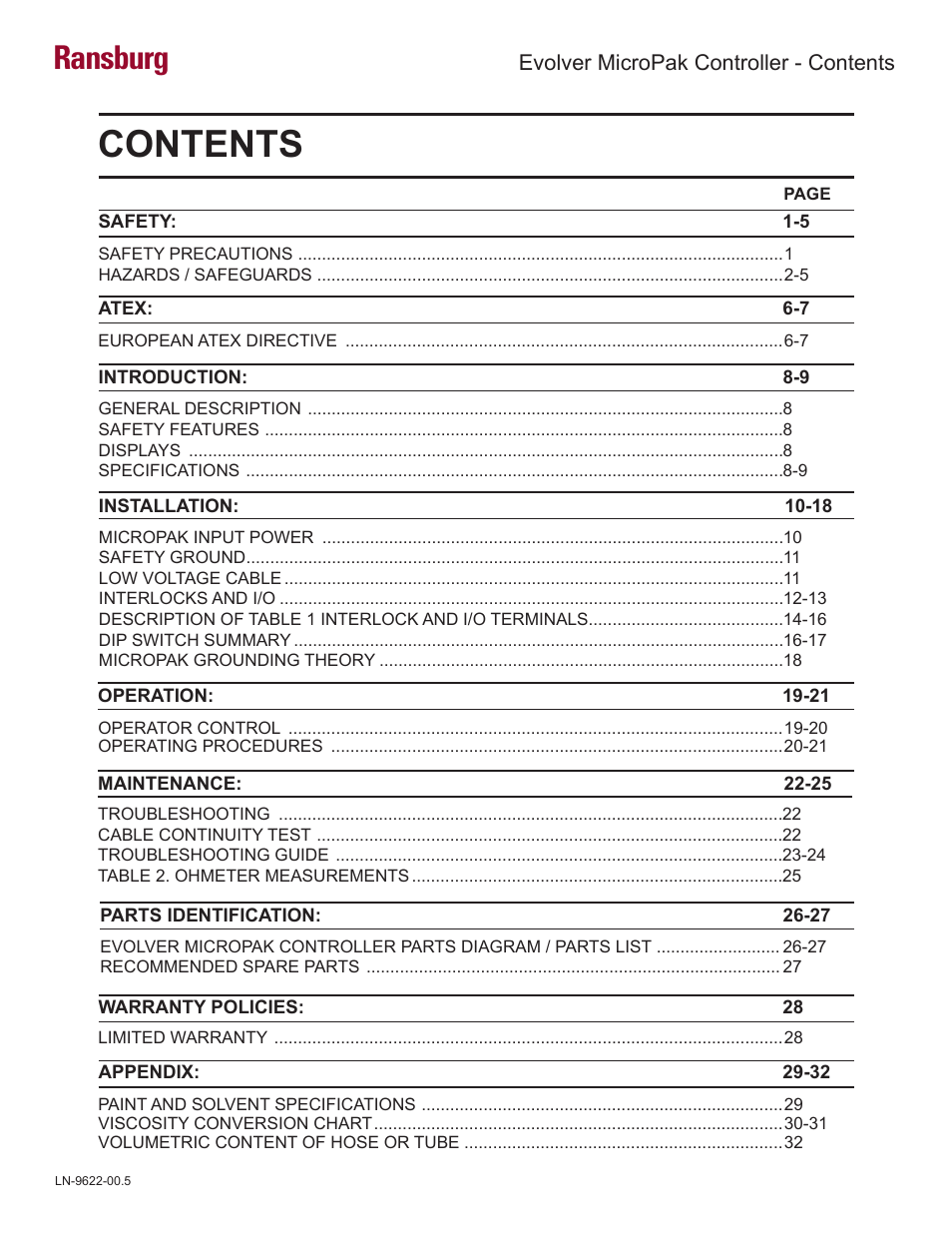 Ransburg Evolver MicroPak Controller A10406 User Manual | Page 3 / 37